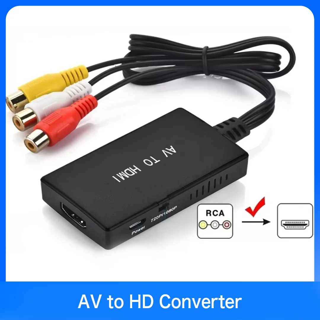 AV To HDMI‑Compatible RCA To HDMI‑Compatible Video Adapter Converter with USB Cable CVBS AV Adapter for N64 Wii PS1/2/3 Xbox