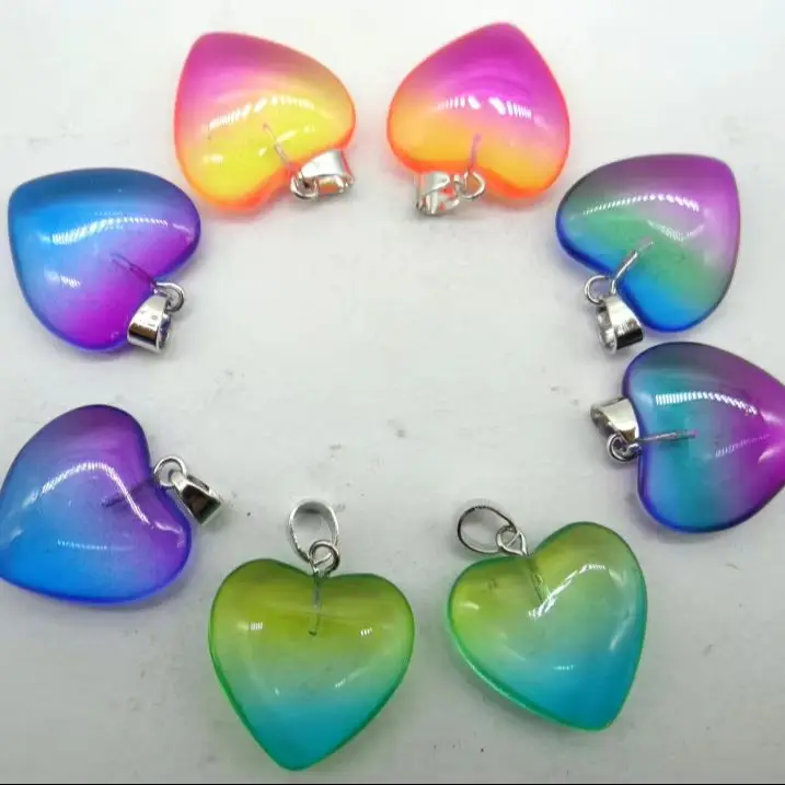 20MM Natural stone Turquoises Quartz Crystal Titanium Crystal Heart-shaped pendant Diy Jewelry making necklace Accessories12PCS
