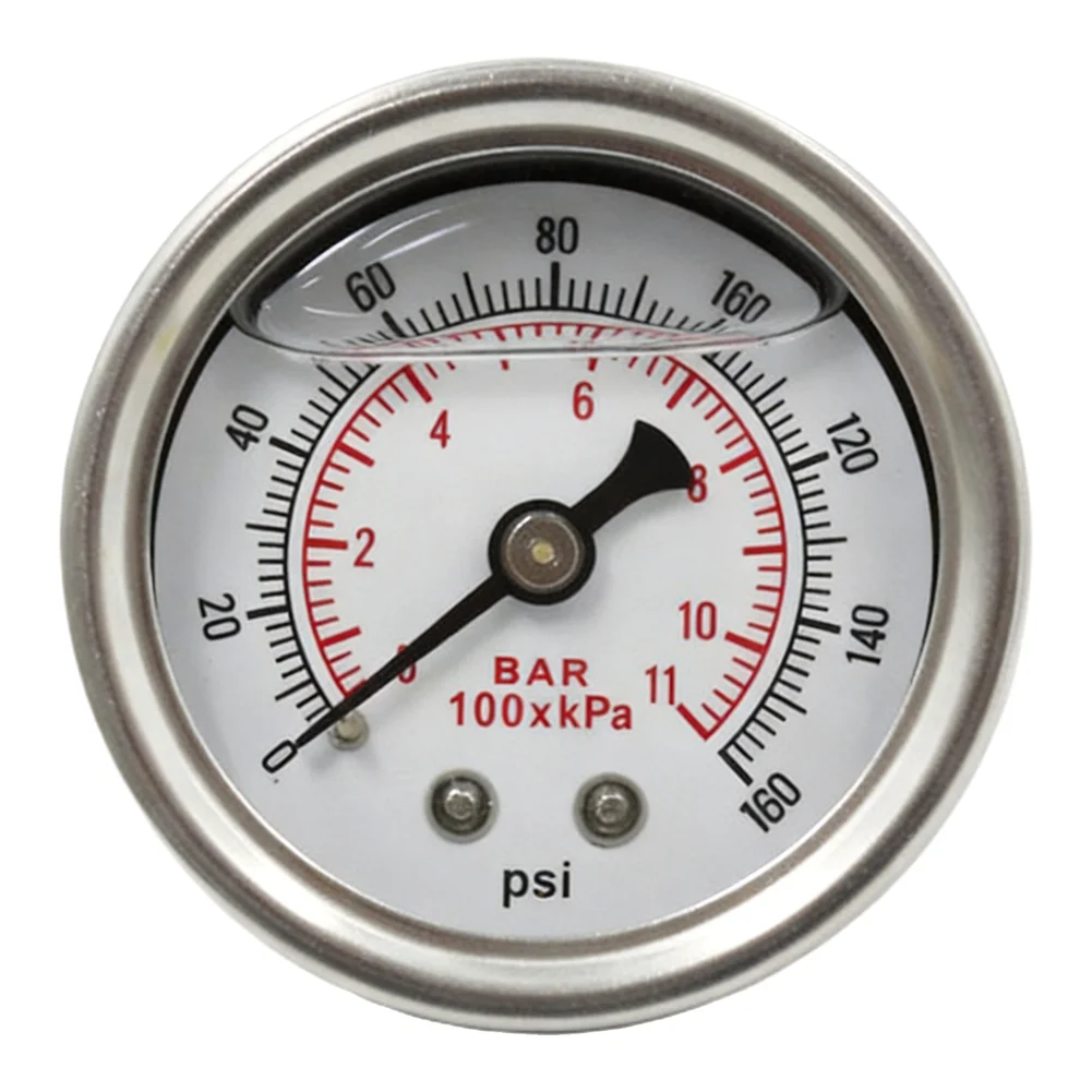Metal Fuel Pressure Gauge Adaptor with 1/8 NPT Fitting 0 to 160 psi Scale Inline Mounting AN6 and 9mm Hose Connection Support