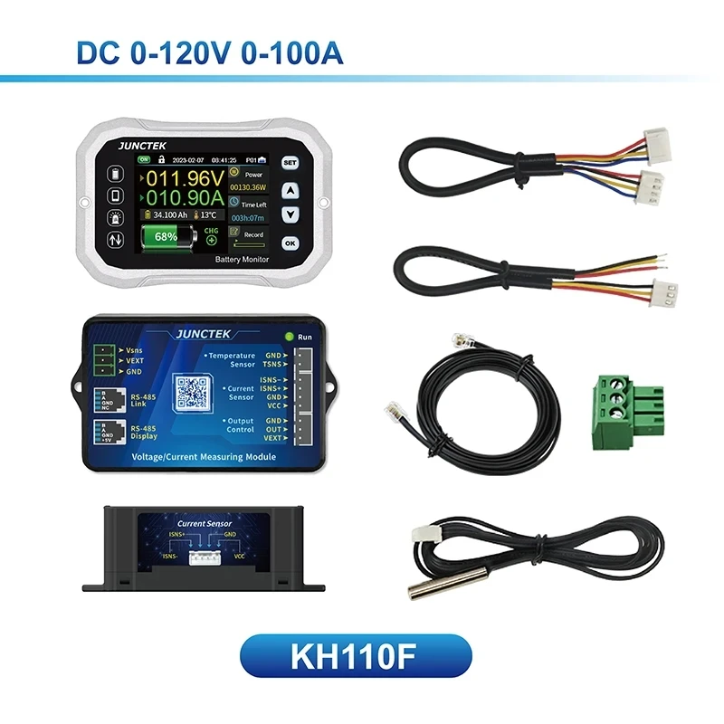 

Battery Monitor Bluetooth KH110F Dc 120V 100A Battery Tester Voltage Current Va Battery Coulomb Meter Capacity Indicator