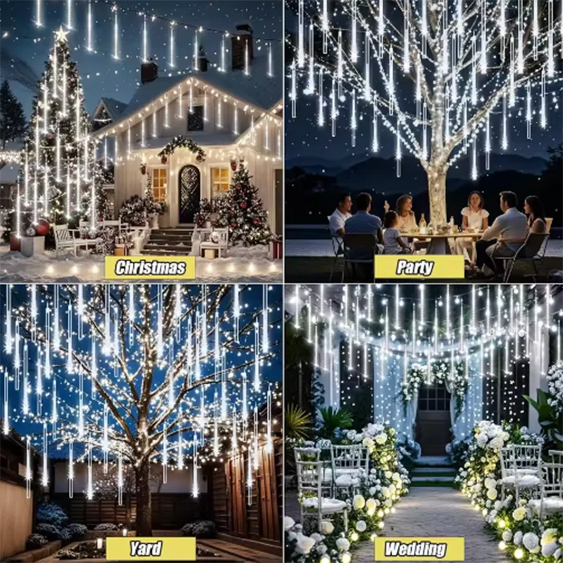 8 Tubes Solar LED Meteor Shower String Lights EU Waterproof Raindrop Falling Lights Outdoor Fairy Light Garden Party Decor 30/50