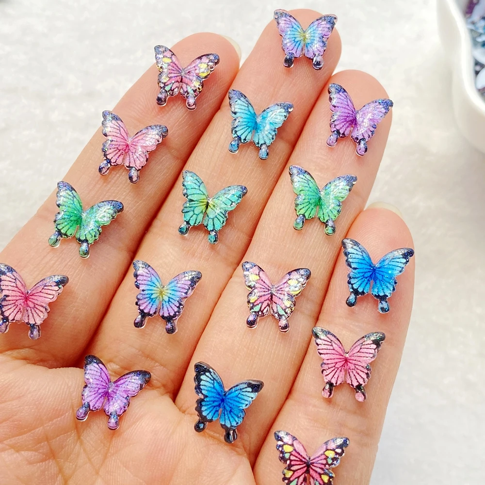 50Pcs Cute Mini Cartoon Colorful Butterflies Nail Art Resin Designer Charms DIY Craft For Nail 3D Decorations Jewelry - Image 4