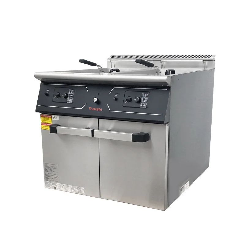 Fried Machine V7-TC-2 Fully Automatic Double Cylinder Vertical Full Automatic Electric Fryer with Cabinet Seat Hotel Equipment