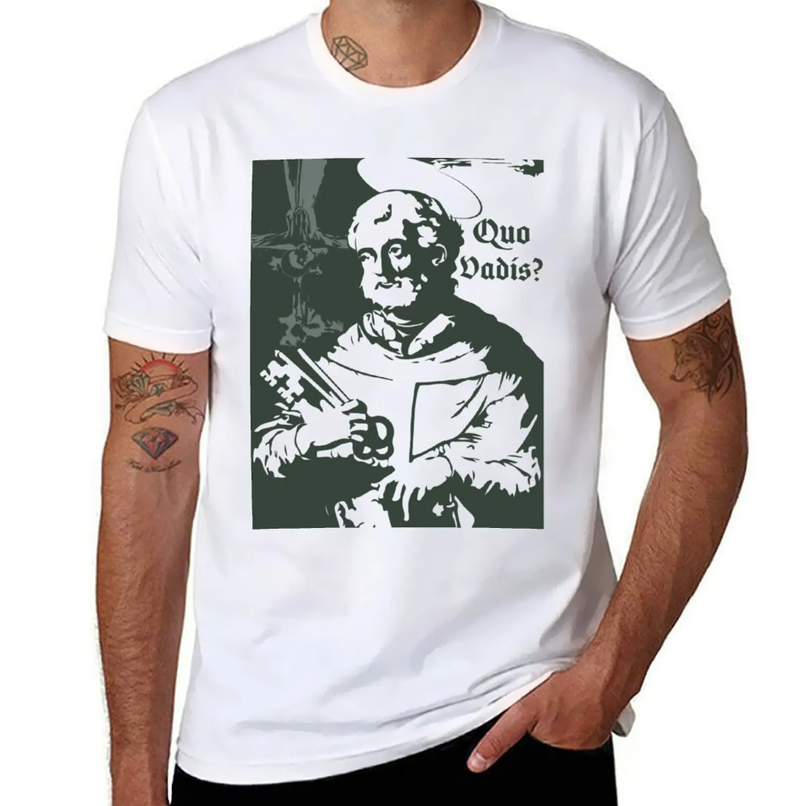 Quo Vadis - سانت بيتر تي شيرت تي شيرت رجل عادي تي شيرت رجل مصمم القطن التي شيرت 100% تي شيرت #1