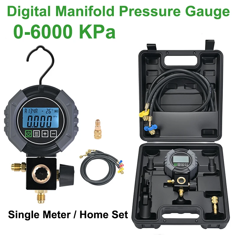 

Цифровой манометр для измерения давления в коллекторе 0-6000 кПа, тестер коллекторов, вакуумметр для хладагента, прибор для обнаружения утечек в системах кондиционирования воздуха