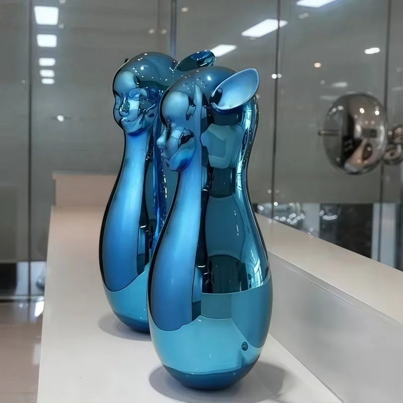 Modern style electroplated blue mirror polished home decoration metal handicrafts, 304, 316 stainless steel sculptures