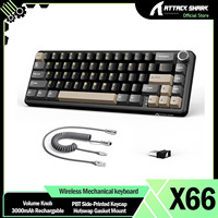ATTACK SHARK X66 60% RGB  Wireless Mechanical Keyboard with Volume Knob, Hot Swappable Gasket Mount, Tri-Mode, PBT Keycaps