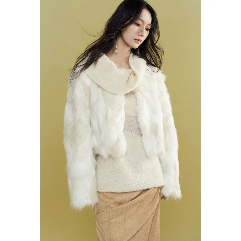 

Пальто MURMURMI Original Long Hair Tip Dyeing Eco-friendly Fur Jaet ort Outerwear Youth Fem Commute Sle Long Sve Coat