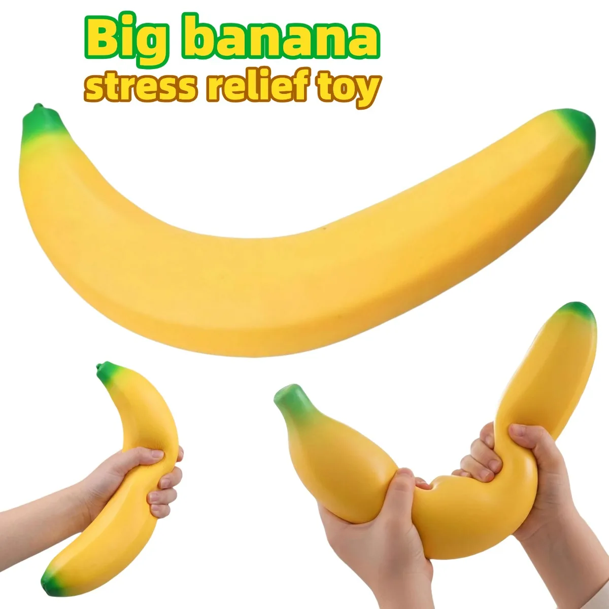 High-quality Giant Banana Squishy Toy,Jumbo Slow Rising Stress Relief Toy,Stretchy Fidget Toy for Anxiety Relief Desk Travel