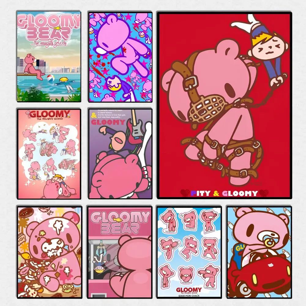 Cartoon G-gloomy Bear Poster High Quality Wall Art For Home Office Bedroom Living Room Hallway Bar Perfect Gift Idea