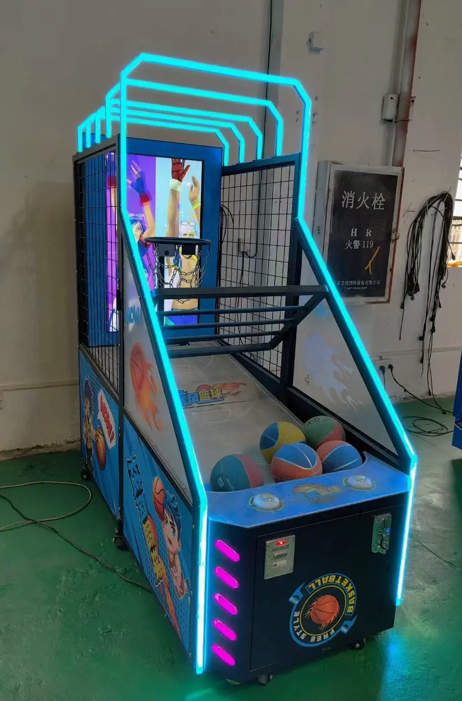 آلة كرة السلة عالية الجودة من Playfun تعمل بقطع النقود المعدنية للأطفال لعبة كرة السلة مع شاشة #3