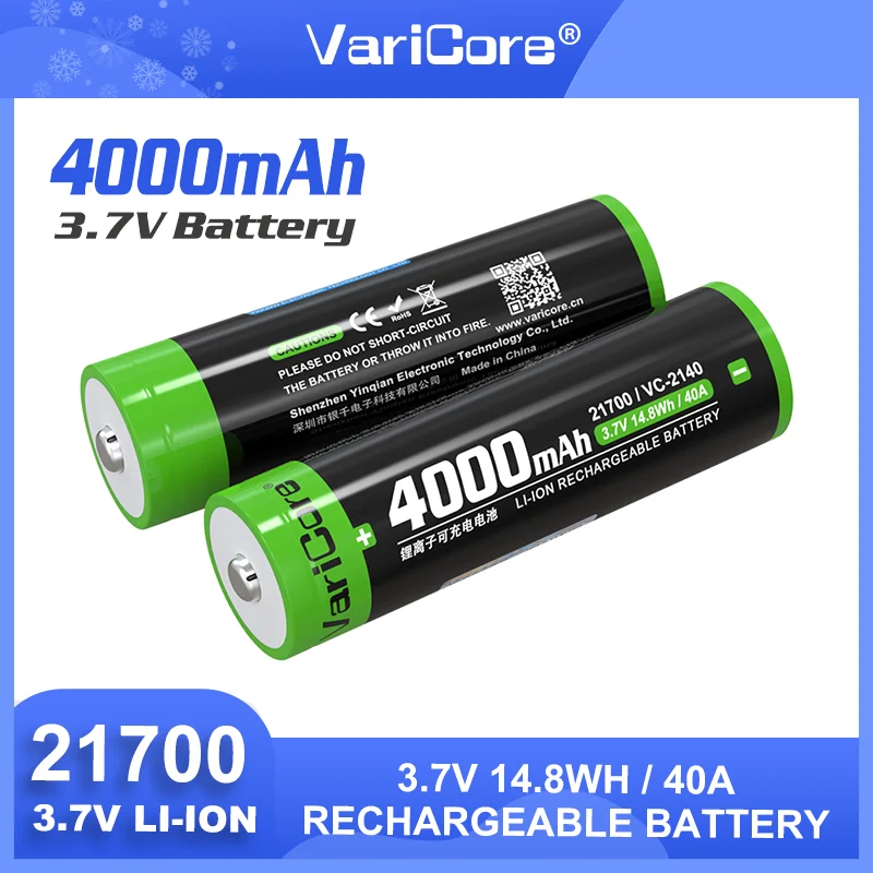 الأصلي VariCore 40A VC-2140 مع طرف 3.7 فولت 4000 مللي أمبير 21700 بطارية ليثيوم عالية السعة قابلة للشحن للأداة الكهربائية En St