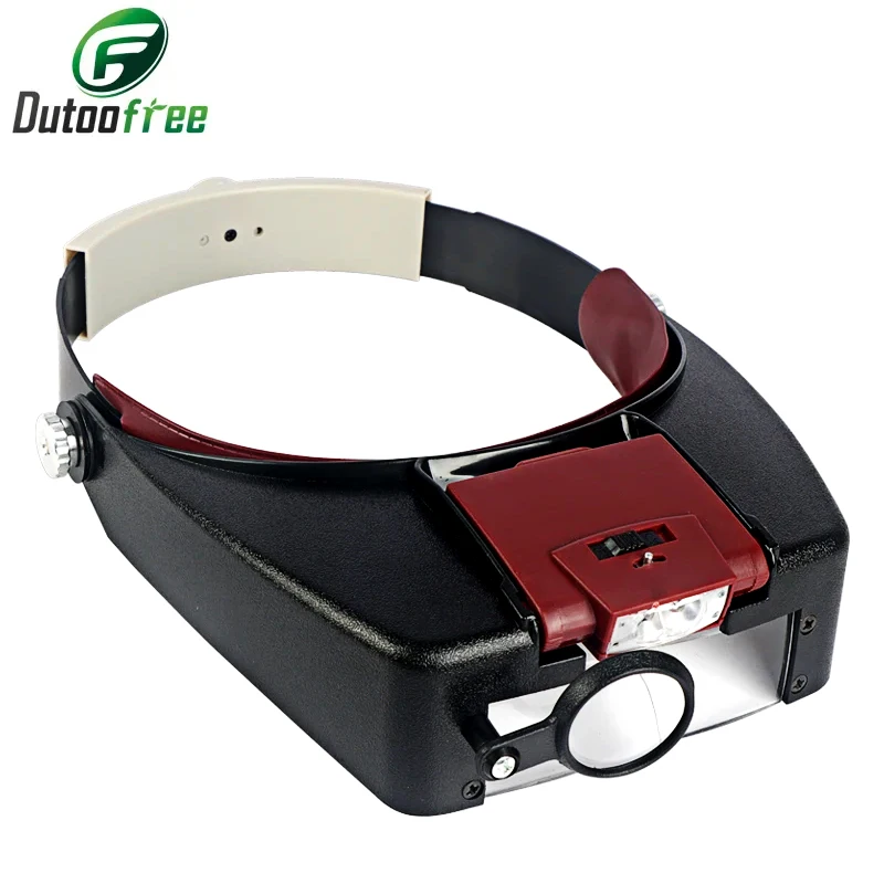 

Headband LED Magnifier Glass for Reading Jewel Handcraft Repair Helmet Style Magnifying Glasses dental loupes 1.0/1.5/3.5/10X