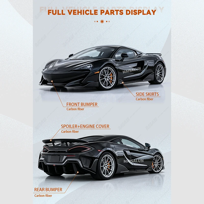 600LT‑Style Dry Carbon Fiber Facelift Conversion Body Kit 540C 570S Exterior Aero Tuning PartsCar Partsold‑to‑new Upgrade