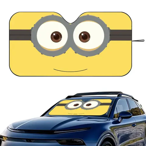 Divertente M-Minions Cartoon Car Parasole Parabrezza Pieghevole Isolamento a tre strati Parasole con Ventosa Blocchi Raggi UV Sole