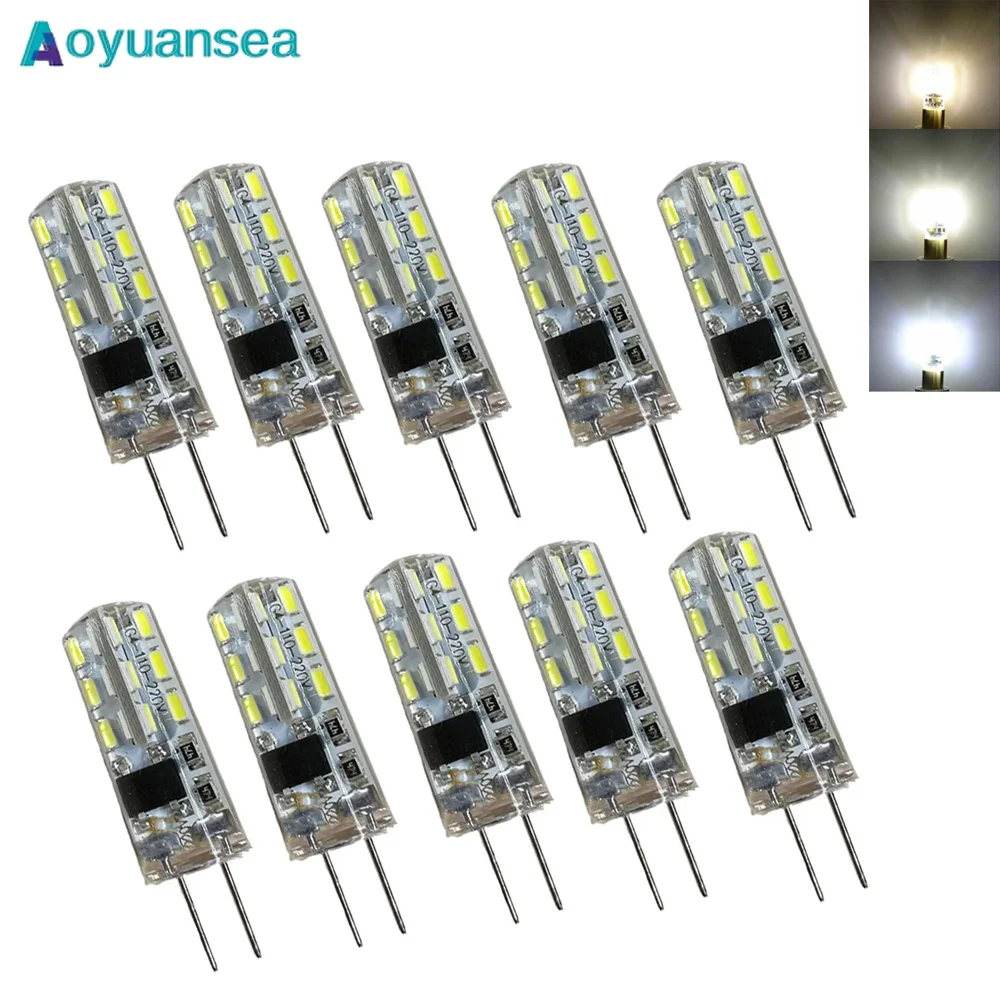 Aoyuansea Mini G4 LED Bulb 24LED 12V AC220V 3014SMD Saving Silicone Lamp 360Beam Angle Replace Halogen Light Spotlight Chandelie