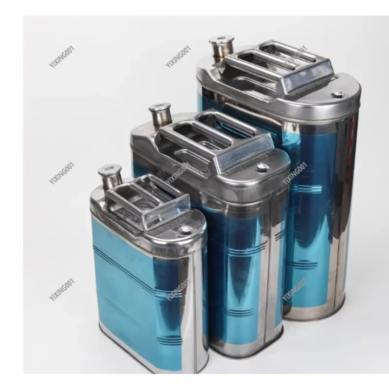 /20/30L Stainless Steel Oil Can - 430 Thickened 3-Handle Fuel Storage Jerrycan for Car Emergency Refueling