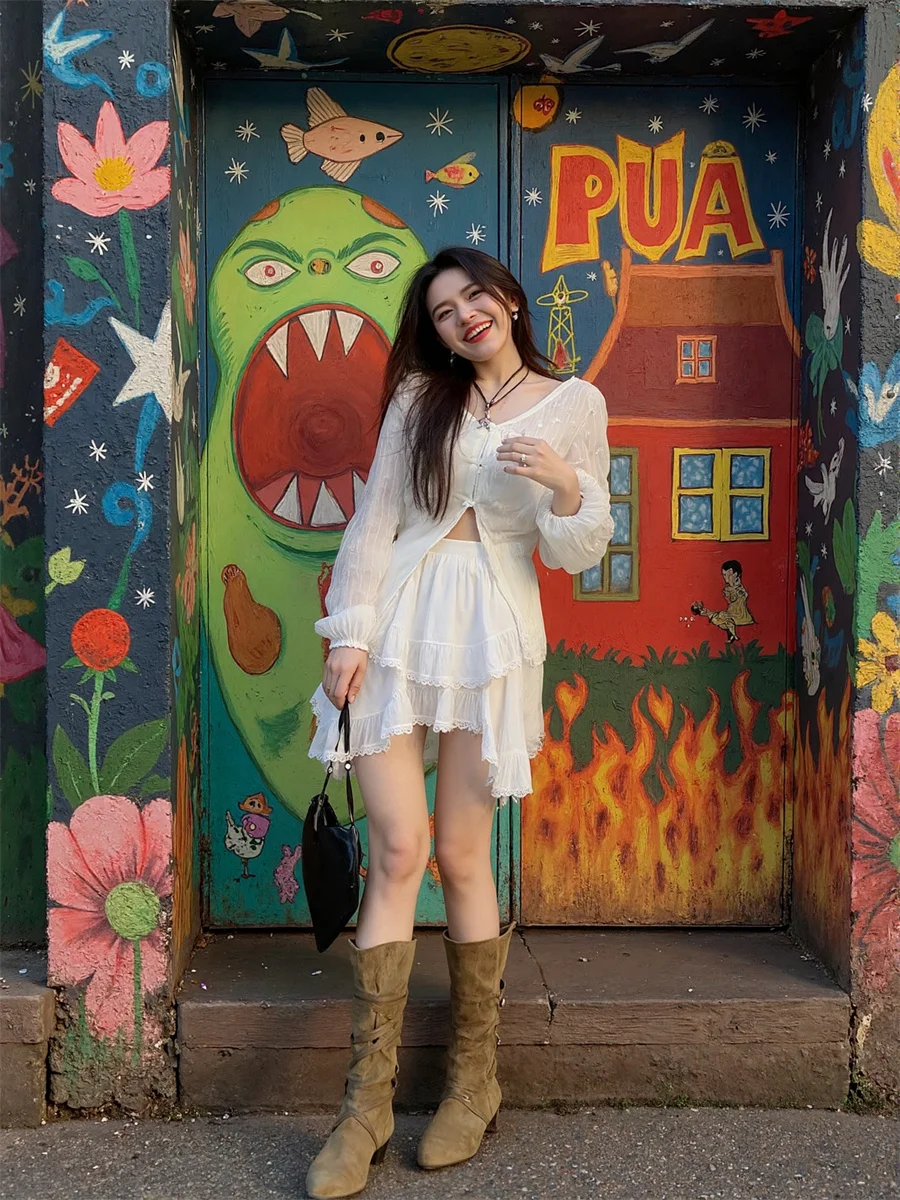 

Мини-оборки, черно-белые юбки, женские плиссированные юбки с завязками на талии, многослойные оборки, элегантные минималистичные шикарные винтажные художественные оборки