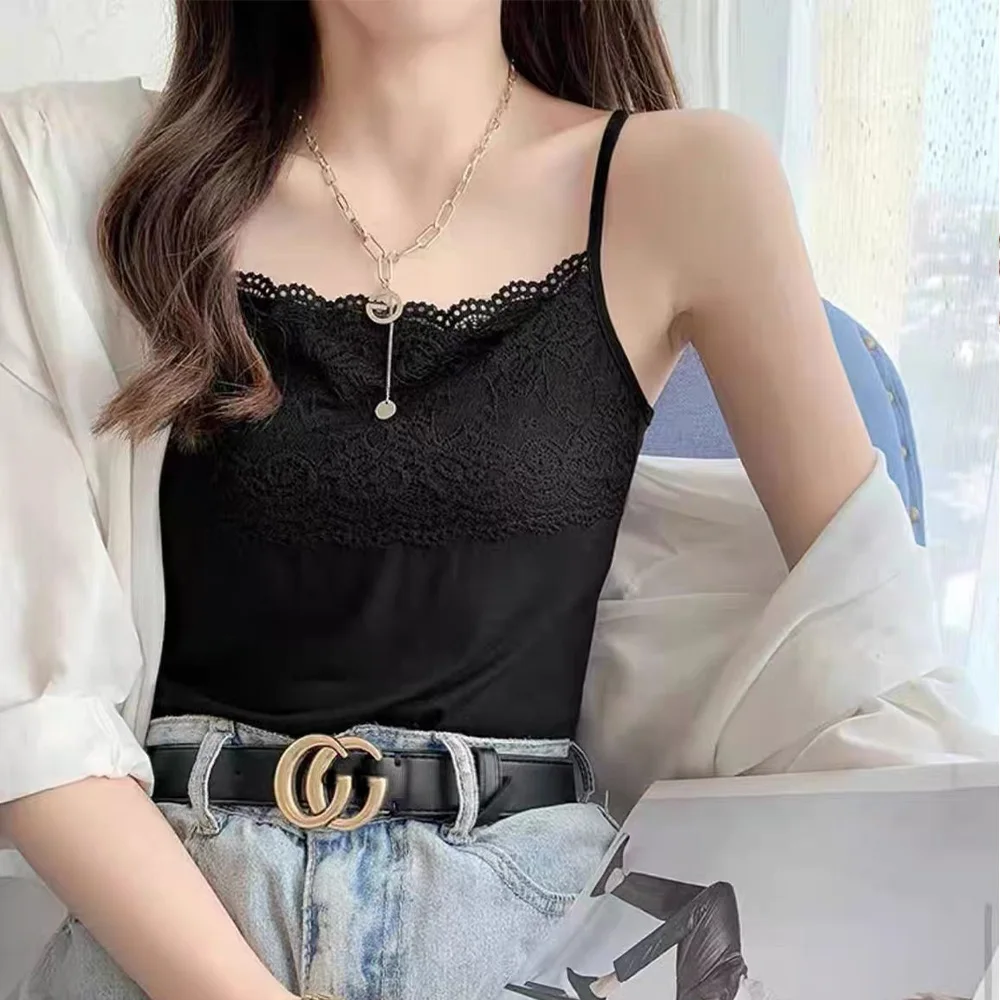 

2024 New Fashion Lace Vest Women Sexy Tops Camisole Summer Camis Ladies Casual T-Shirt Tank Tops Vest Basic Thin Sleeveless Tops