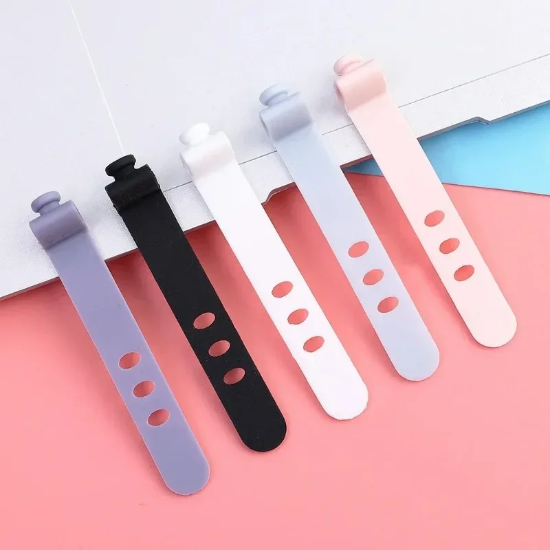 Silicone Earphone Cable Winder Organizer Clips Phone Charging Wire Cord Management Buckle Strap 3 Hole Line Storge Holder Clips