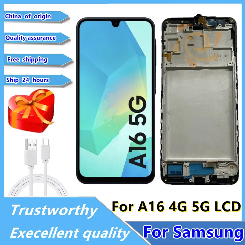 samsung-a16-4g-a165f-a165m用67インチoledディスプレイタッチスクリーンデジタイザー、samsung-a16-5g-a166b-a166e-a166p-lcd用、100-テスト済み