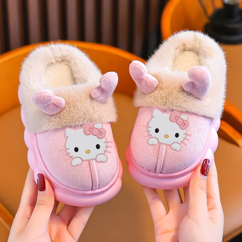 

Sanrio hello kitty children's cartoon Casual shoes autumn and winter slippers boys children home baby bag cotton shoes