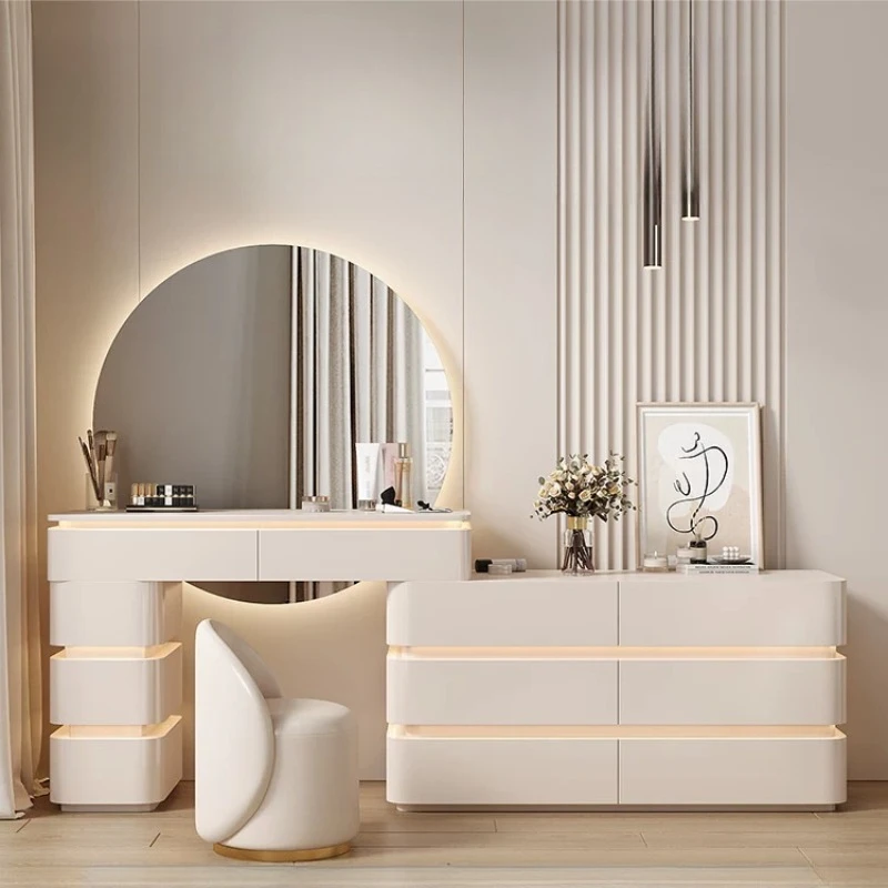Cabinets Bedside Dressing Tables Double Upholstered Drawers Corner Makeup Vanity Big Mirror Modern Coiffeuse Furniture Home