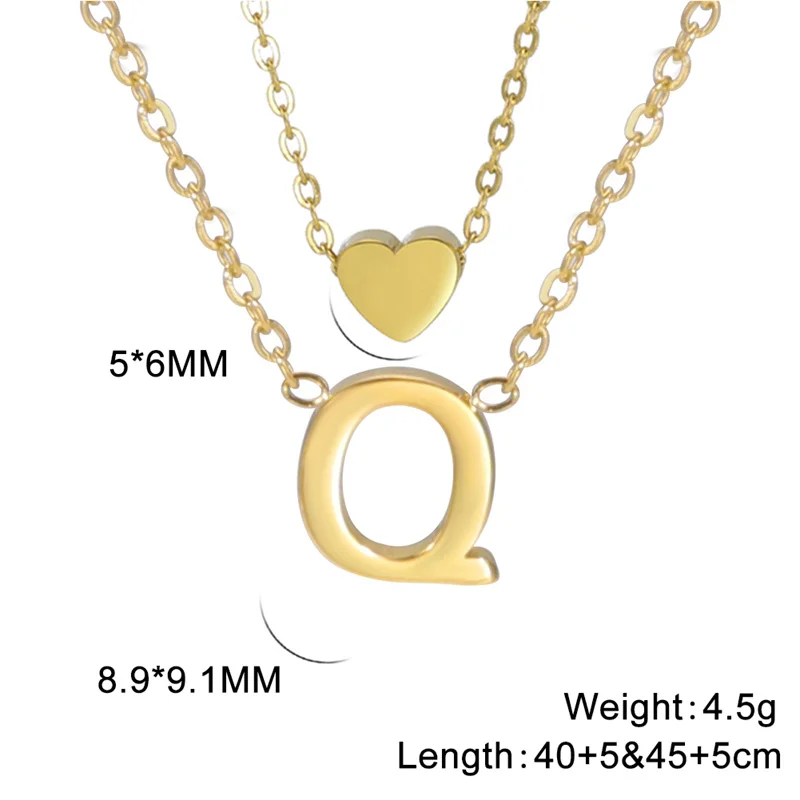 Mode Tiny Herz Initial Halskette Gold Silber Farbe Multilayer Brief Choker Halskette Für Frauen Charme Anhänger Schmuck Geschenk – Detail 37