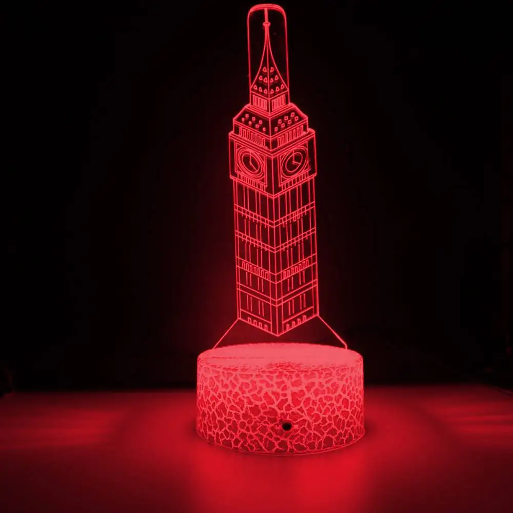 3D Big Ben Illusion LED Night Light 7 Colors Changing London Landmark Desk Lamp Home Decor Birthday Christmas Gift for Friends