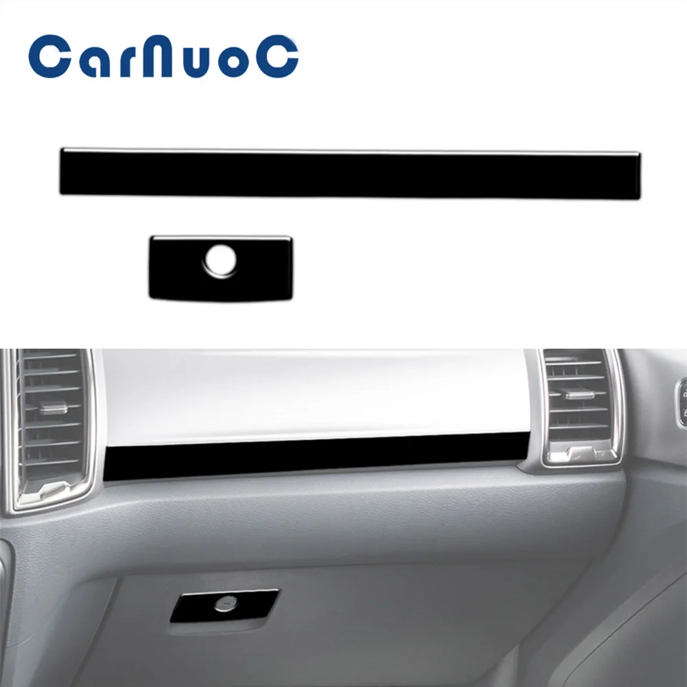 

2pcs Car Piano Black Stickers Glove Box Panel Decoration Strip For Ford Ranger 2019 2020 2021 2022 Interior Trim Accessories