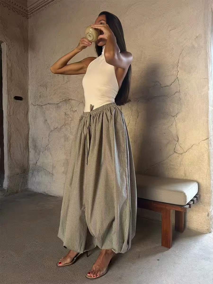 Faionable Cheed واسعة الساق السراويل فضفاضة عارضة السراويل عالية الخصر مزيج القطن السيدات الخريف الشتاء Faion الاتجاه #3