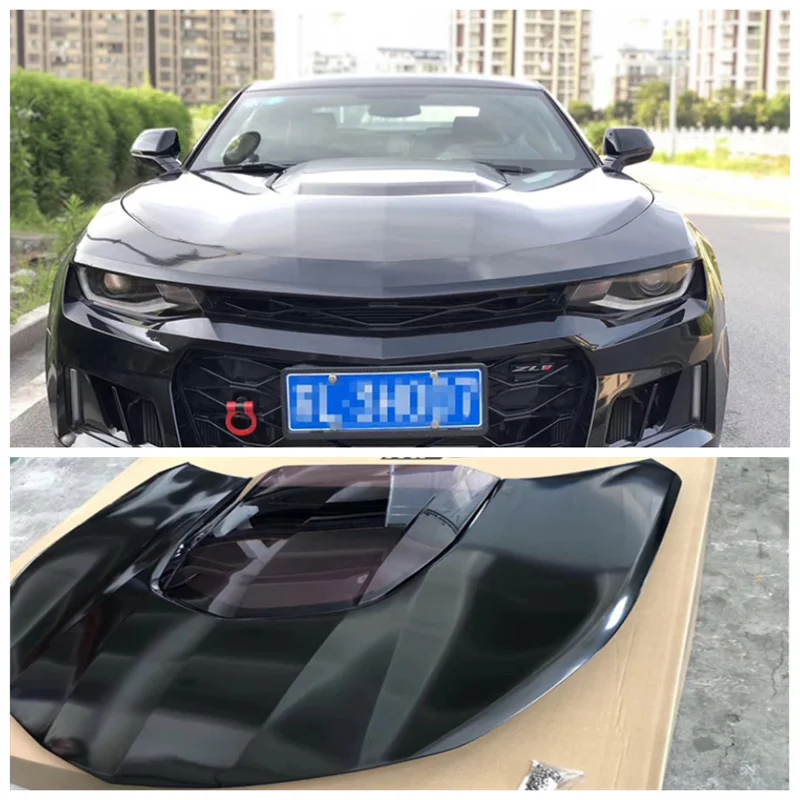 

High Quality ABS Black Clear Glass Front Bumper Engine Hood Vent Cover For Chevrolet Camaro ZL1 2016 2017 2018 2019 2020