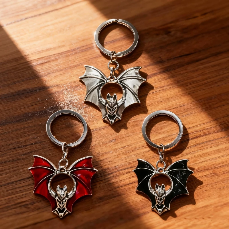 

Halloween fashion multi-colored bat stainless steel key ring backpack accessories car key chain diy key ring retro street style