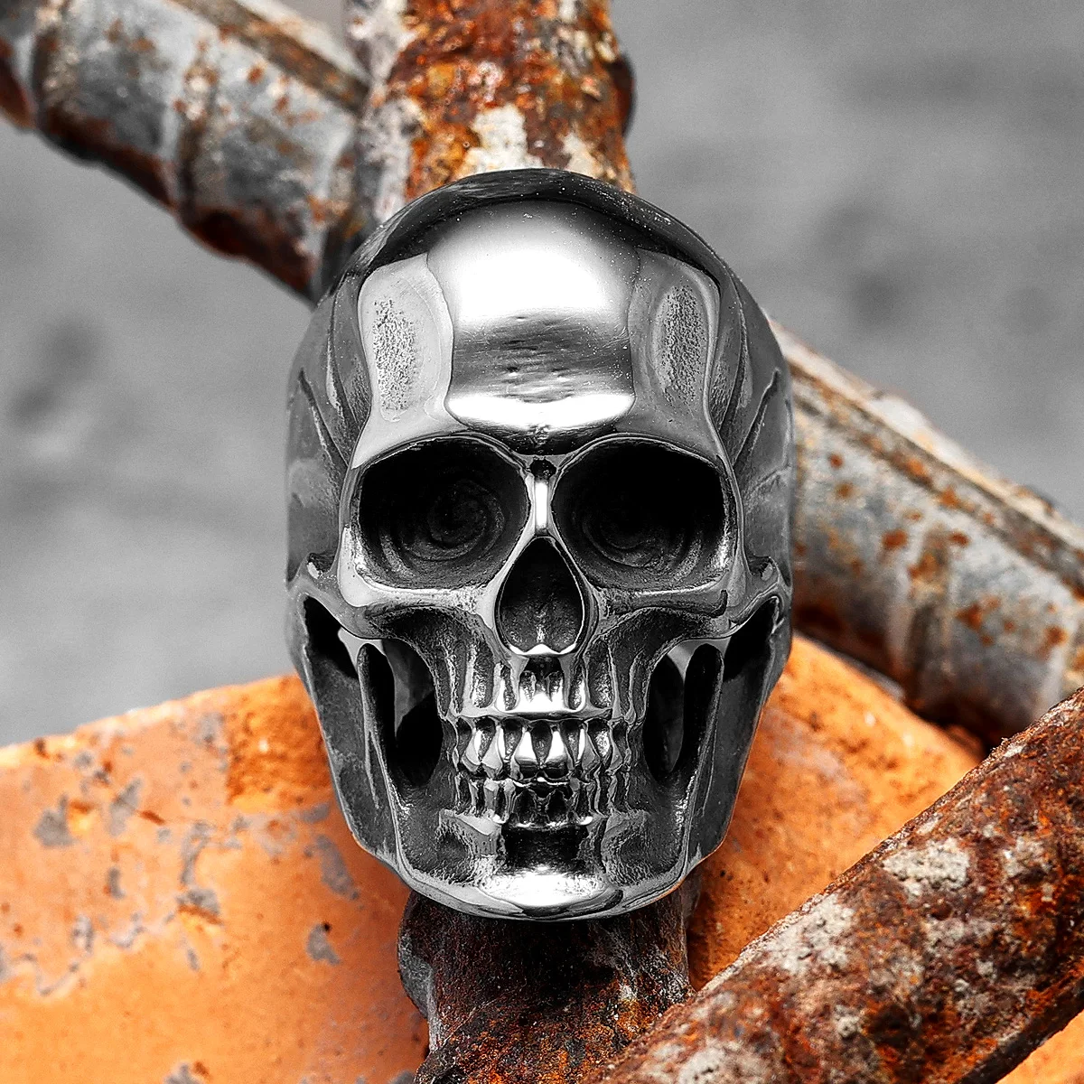 Gothic Punk Skull Stainless Steel Mens Rings Retro Trendy Domineering for Male Boyfriend Biker Jewelry Creativity Gift Wholesale