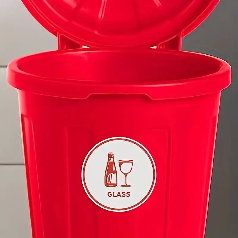 ملصق فرز إعادة التدوير بشعار ملصق إعادة تدوير صندوق السماد والزجاج والبلاستيك والألومنيوم (خمسة تصاميم واحدة من كل منها) #5