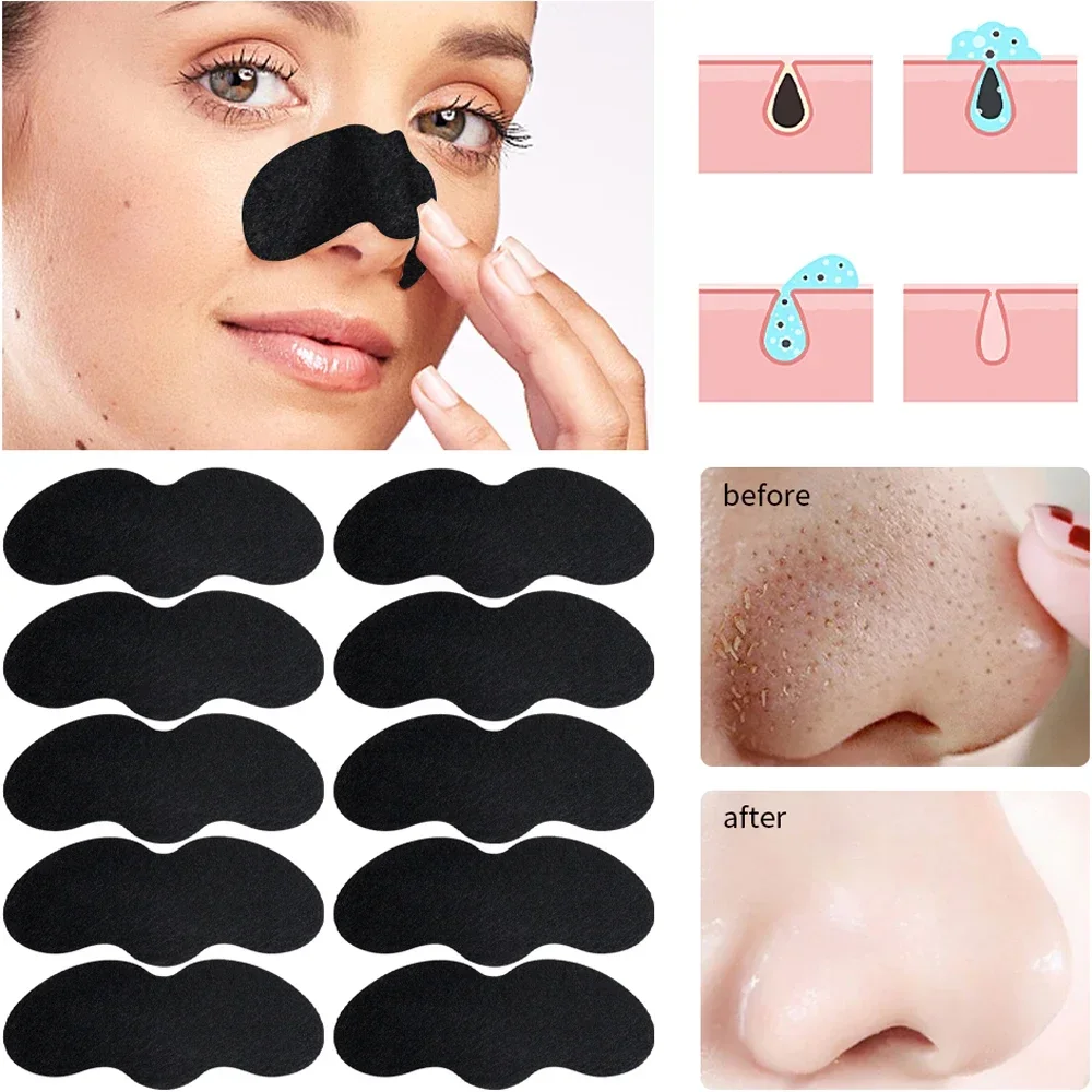 10Pcs Nose Blackhead Sticker Stripes Mask for Nose Deep Cleaning Shrink Pore Unisex Exfoliating Nasal Sticks Nose Skin Care Tool