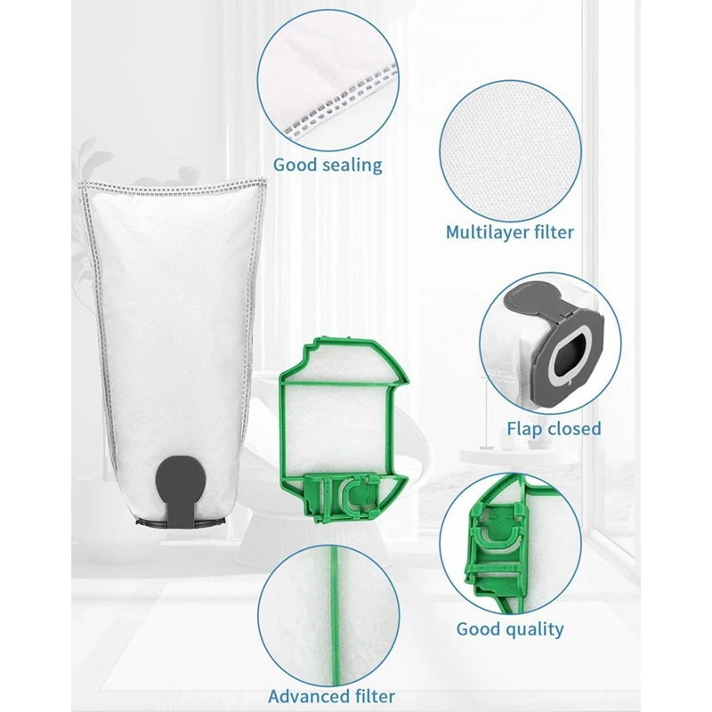 أكياس المكنسة الكهربائية A74G لـ Vorwerk Kobold VK7، VK7S، FP7، FP7S مع 3 قطع غيار لمرشحات حماية المحرك