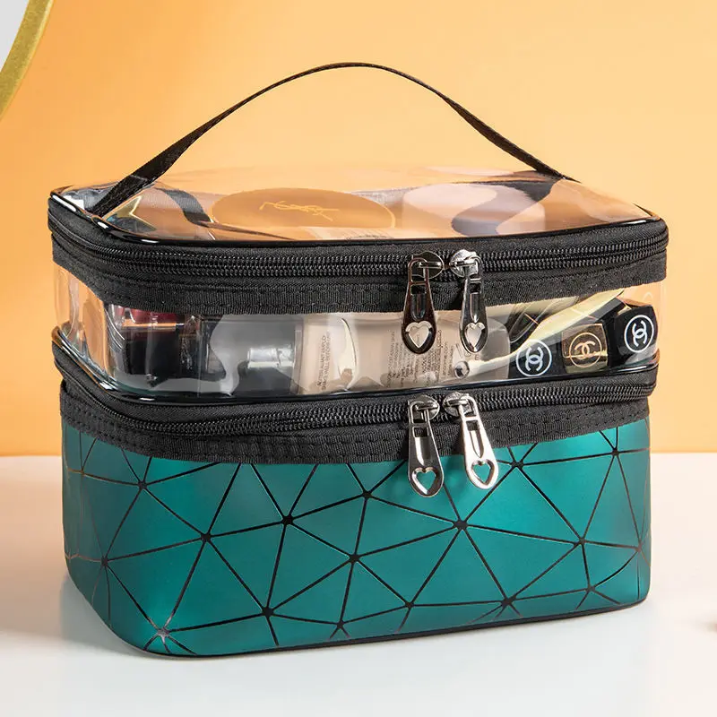 

Waterproof PVC Women Cosmetic Bag Portable Traveling Leather Toiletries Organize Storage Make Up Case Transparent Handbag