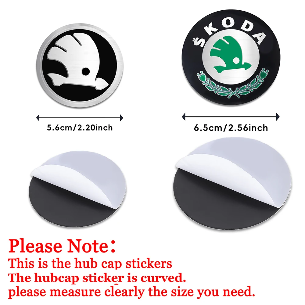 56/65mm Car Badge Hub Cap Sticker 60/68mm Wheel Center Cover decorazione per Skoda VRS VII Rapid Fabia Yeti Superb Octavia Kodiaq