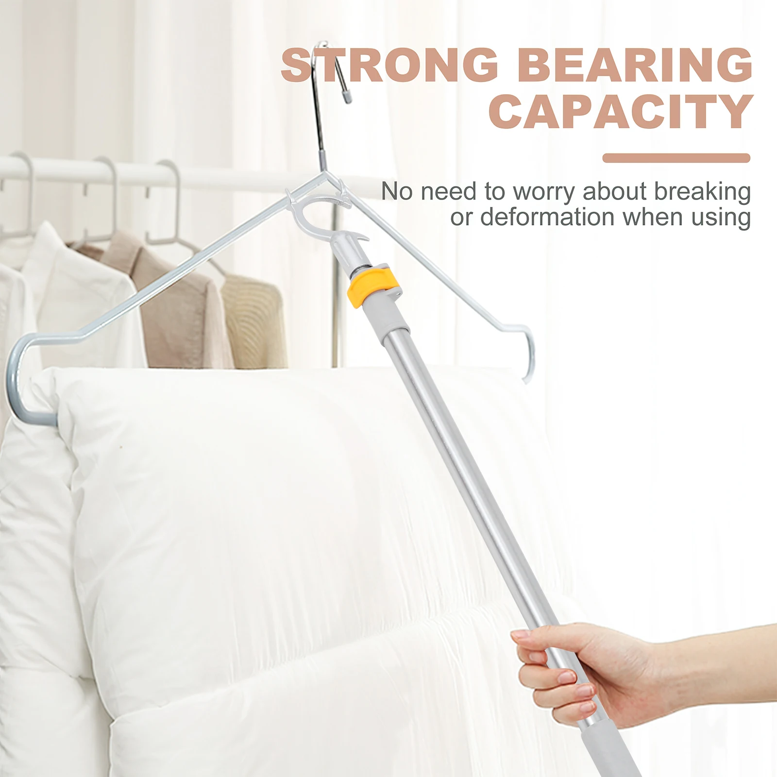 

Retractable Clothes Rack Telescopic Drying Pole Adjustable Aluminum For Balcony Clothesline Sticks Extendable Hanger Reaching