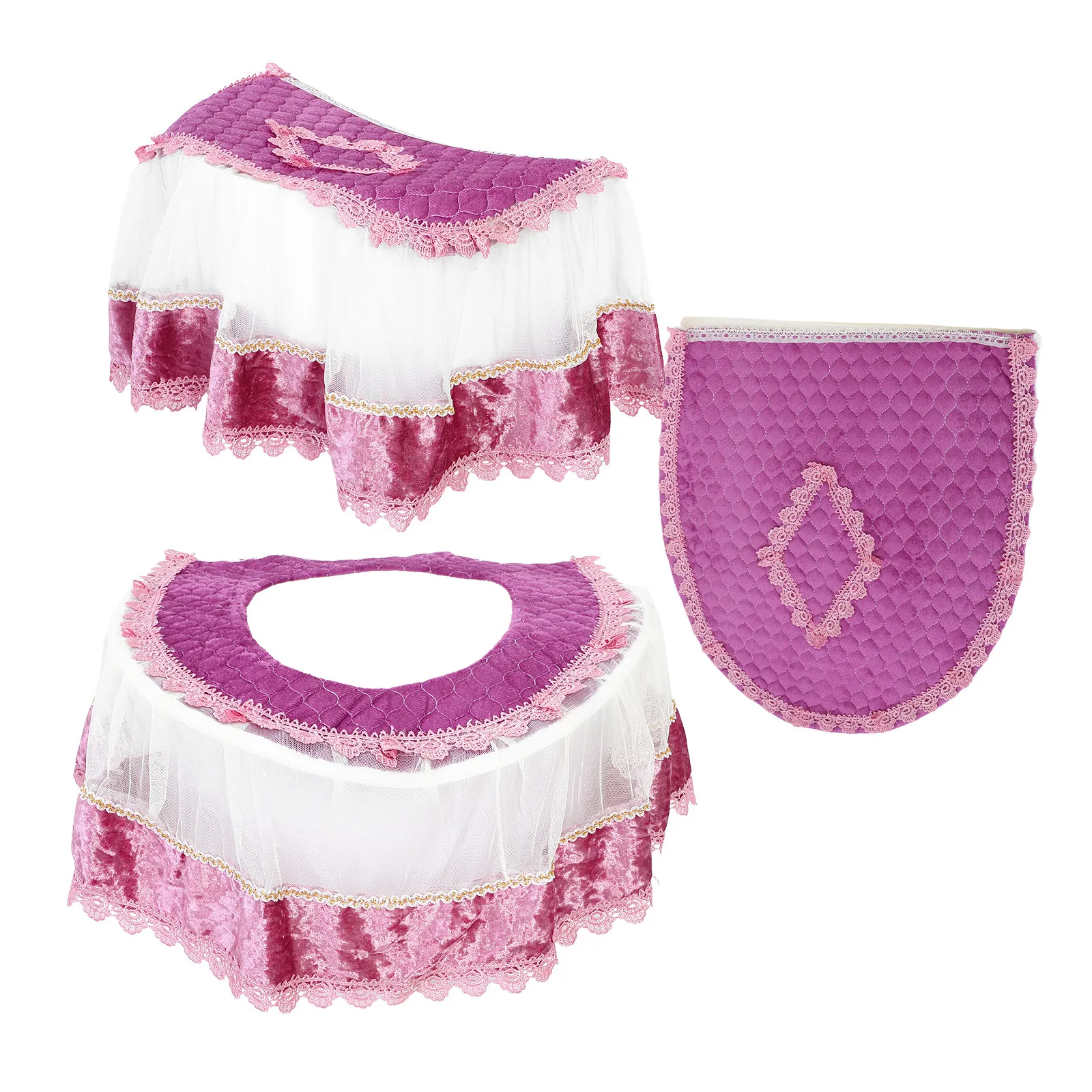 

3 Piece Toilet Seat Cover Set European Style Bathroom Decor Cushion Tank Cover Pads for Standard Toilets Comfortable Warmth