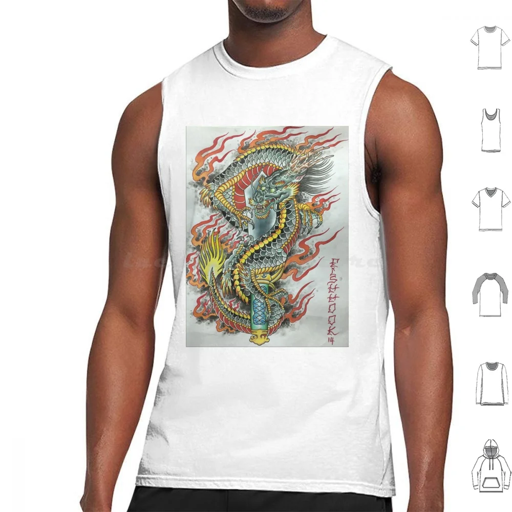 Kurikara Dragon Sword Tank Tops Vest Sleeveless Kurikara Dragon Sword Japanesedragon Japanesetattoo Dragontattoo