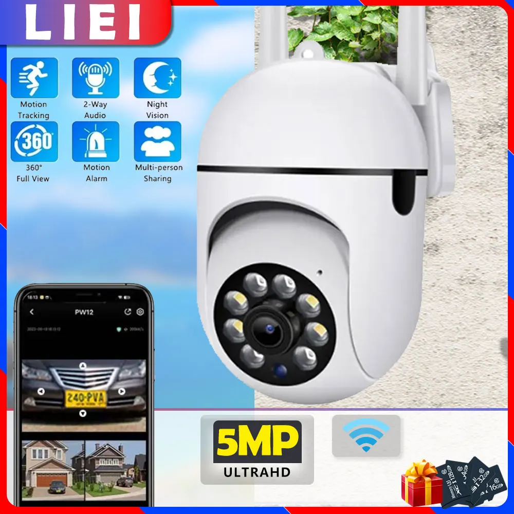 

LIEI 2.4/5.0G WIFI PTZ Camera Auto Tracking Dual Lens 5MP IP Security Protection Monitor Waterproof Smart Home CCTV Surveillance