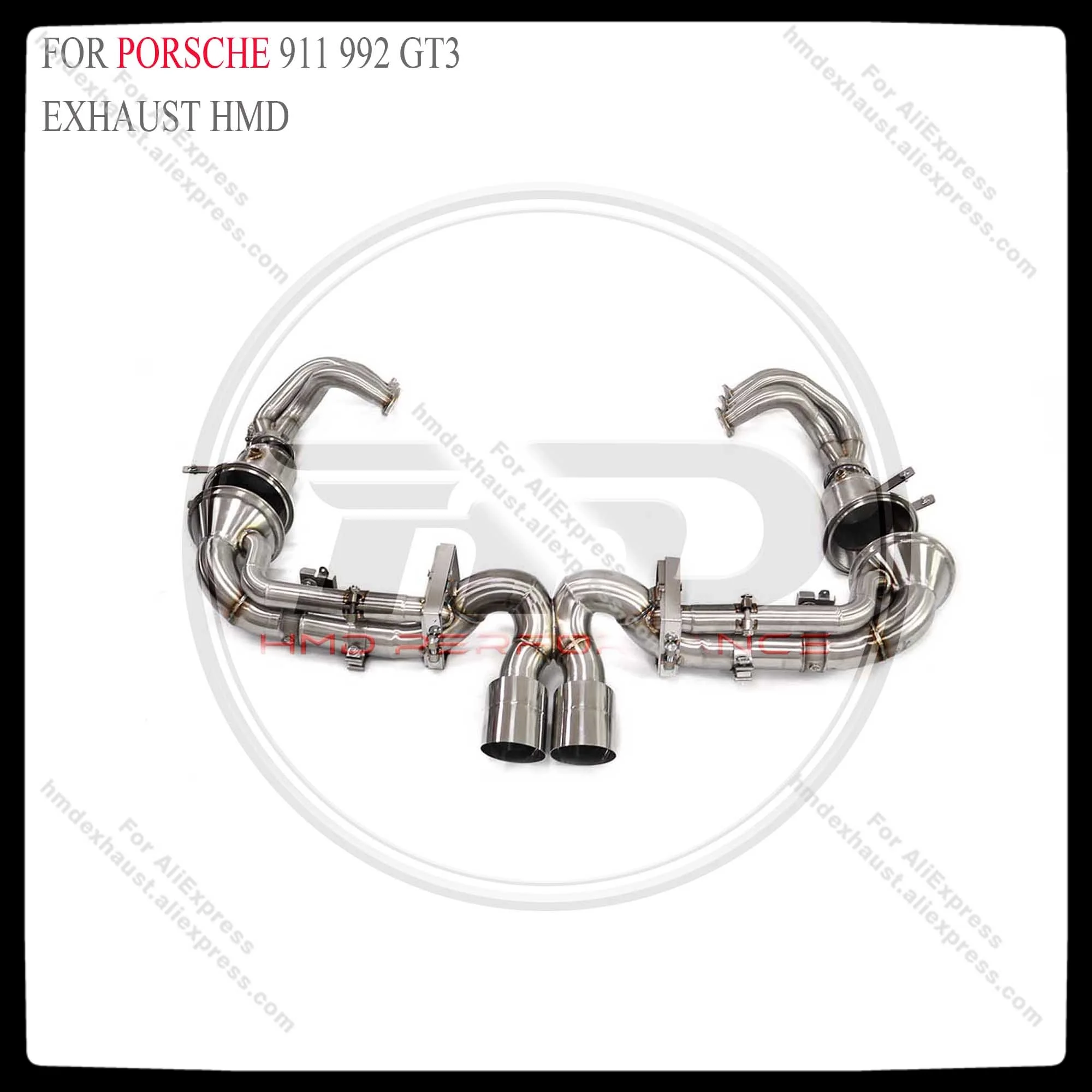 HMD Stainless steel Exhaust System Performance Catback And Headers for Porsche 911 992 GT3 Muffler With Valve Catless Downpipe