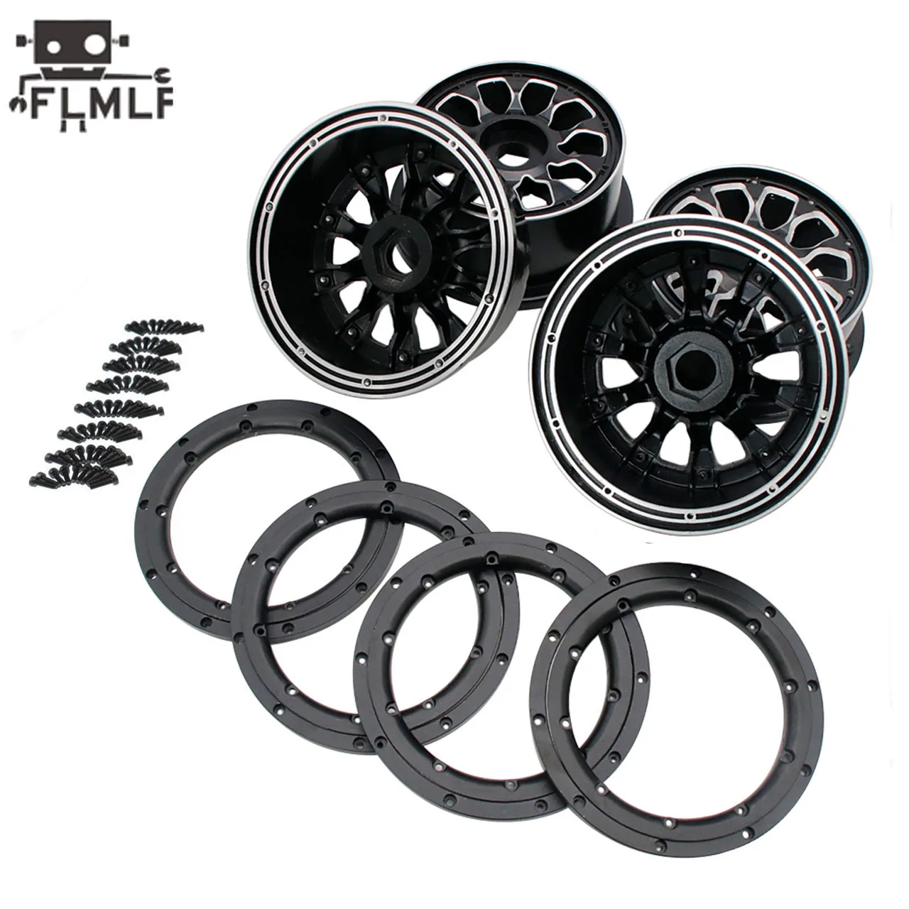 Rc Car Front or Rear Metal Wheel Hubs with Beadlocks Ring Set for 1/5 HPI ROFUN ROVAN KM BAJA 5B Ss Buggy Parts
