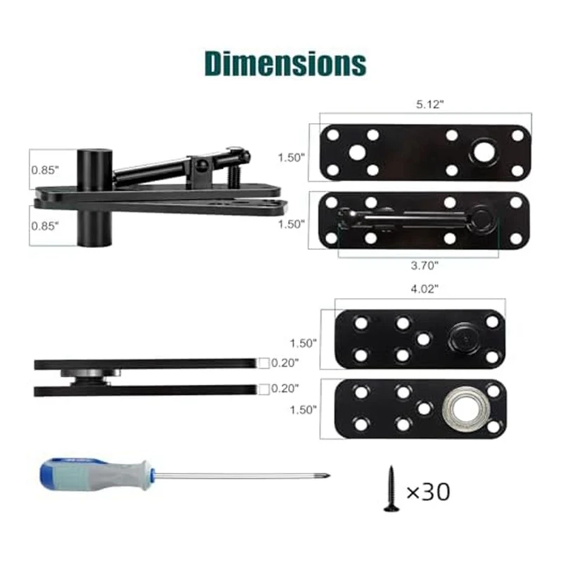 Imagem -06 - Dobradiça Invisível para Porta Swing Ferragem para Portas Pivotantes Rotativa 360 ° Preto Conjunto