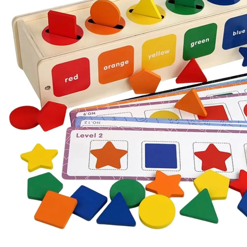 Scatola di smistamento di forme in legno per cognizione geometrica Montessori Educazione precoce Puzzle giocattolo per smistamento di forme e colori multicolore