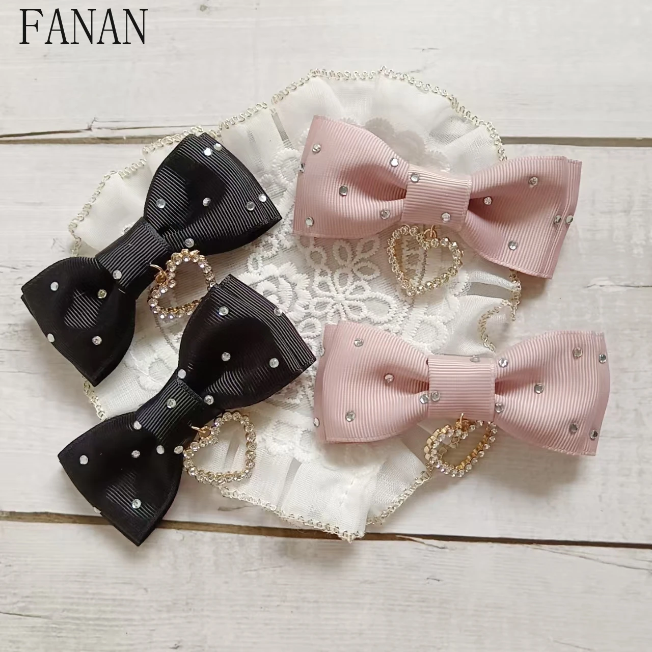 

Hair Clips for Girls Handmade Japanese Accessories for Women Sweet Lady Diamond Love Pendant Cute Lolita New Headwear