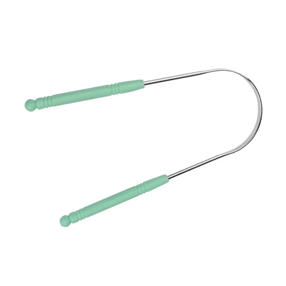 

Многоразовый очиститель для языка с покрытием, светло-зеленый, эргономичный дизайн для эффективного удаления налета и свежести полости рта