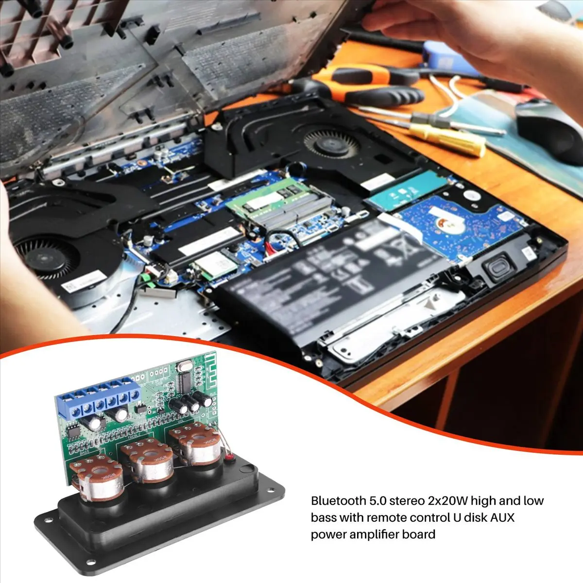 A14M Bluetooth Amplifier Power Audio Board 20Wx2 Stereo Amp Sound Amplifiers AUX U Disk Decoder Treble Adjustment